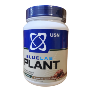USN BlueLab 100% Plant Protein powder tub.